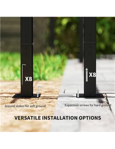 Outsunny 3 x 3 m Retractable Roof Pergola, with Curtains - Beige