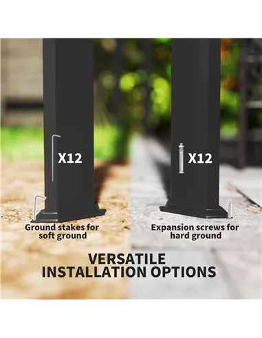 Outsunny 3 x 3m Aluminium Pergola, with Retractable Roof and Wall - Dark Grey