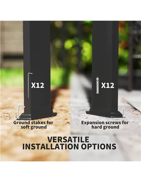 Outsunny 3 x 3m Aluminium Pergola, with Retractable Roof and Wall - Dark Grey