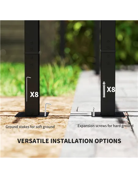 Outsunny 3 x 3 m Retractable Roof Pergola, with Curtains - Dark Grey