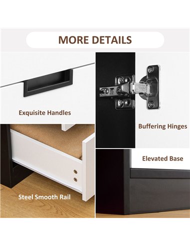 HOMCOM 2 Door Wardrobe, Modern Wardrobe with 3 Drawers and Hanging Rod for Bedroom, Black