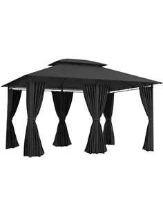 Outsunny 3 x 4m Steel Gazebo, with Curtains - Black