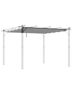 Outsunny Retractable Pergola Shade Cover, Replacement Canopy Fabric for 3 x 3 (m) Pergola, Gazebo Retractable Roof, Light Grey