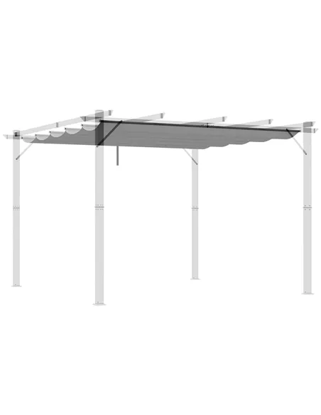 Outsunny Retractable Pergola Shade Cover, Replacement Canopy Fabric for 3 x 3 (m) Pergola, Gazebo Retractable Roof, Light Grey