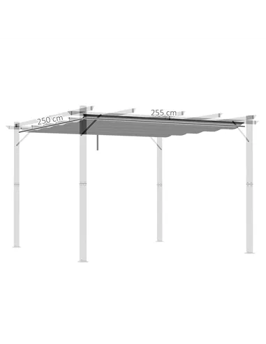 Outsunny Retractable Pergola Shade Cover, Replacement Canopy Fabric for 3 x 3 (m) Pergola, Gazebo Retractable Roof, Light Grey