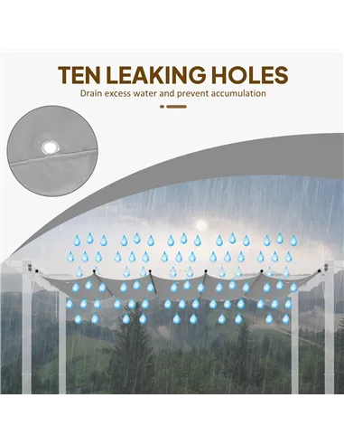 Outsunny Retractable Pergola Shade Cover, Replacement Canopy Fabric for 3 x 3 (m) Pergola, Gazebo Retractable Roof, Light Grey