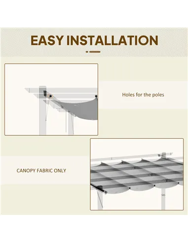 Outsunny Retractable Pergola Shade Cover, Replacement Canopy Fabric for 3 x 3 (m) Pergola, Gazebo Retractable Roof, Light Grey