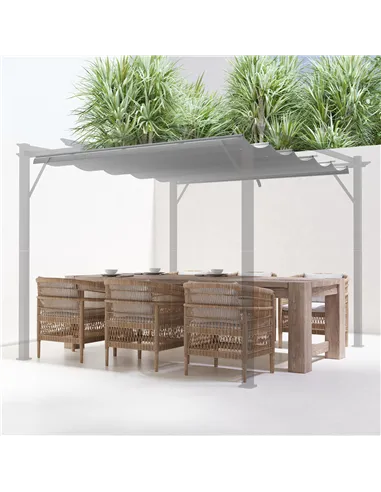 Outsunny Retractable Pergola Shade Cover, Replacement Canopy Fabric for 3 x 3 (m) Pergola, Gazebo Retractable Roof, Light Grey