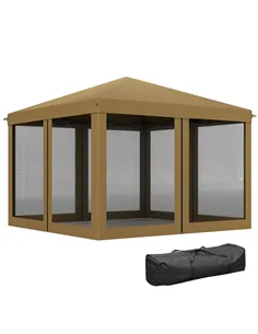 Outsunny 3 x 3 m Pop Up Gazebo, 420D Garden Tent Canopy with Removable Mesh Sidewall Netting, Carry Bag for Garden Patio Outdoor