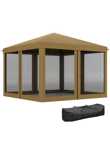 Outsunny 3 x 3 m Pop Up Gazebo, 420D Garden Tent Canopy with Removable Mesh Sidewall Netting, Carry Bag for Garden Patio Outdoor