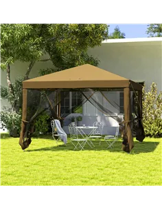 Outsunny 3 x 3 m Pop Up Gazebo, 420D Garden Tent Canopy with Removable Mesh Sidewall Netting, Carry Bag for Garden Patio Outdoor 2