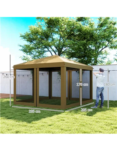 Outsunny 3 x 3 m Pop Up Gazebo, 420D Garden Tent Canopy with Removable Mesh Sidewall Netting, Carry Bag for Garden Patio Outdoor
