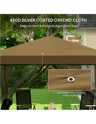 Outsunny 3 x 3 m Pop Up Gazebo, 420D Garden Tent Canopy with Removable Mesh Sidewall Netting, Carry Bag for Garden Patio Outdoor