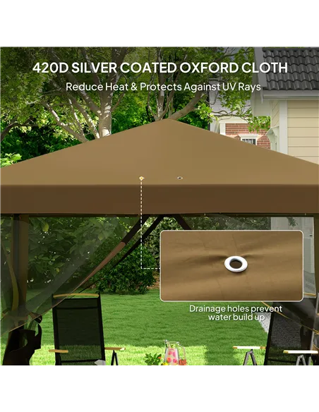 Outsunny 3 x 3 m Pop Up Gazebo, 420D Garden Tent Canopy with Removable Mesh Sidewall Netting, Carry Bag for Garden Patio Outdoor