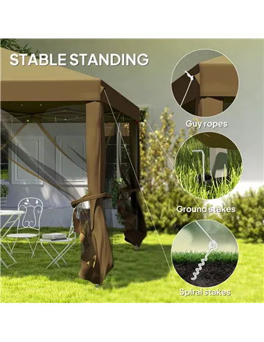 Outsunny 3 x 3 m Pop Up Gazebo, 420D Garden Tent Canopy with Removable Mesh Sidewall Netting, Carry Bag for Garden Patio Outdoor