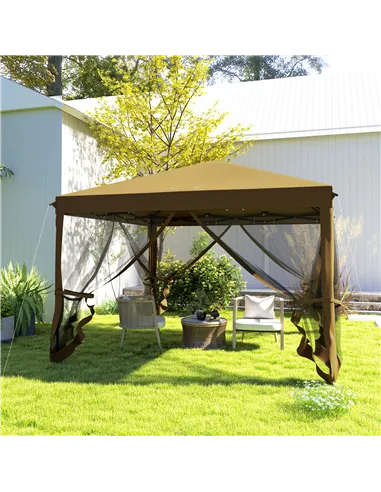Outsunny 3 x 3 m Pop Up Gazebo, 420D Garden Tent Canopy with Removable Mesh Sidewall Netting, Carry Bag for Garden Patio Outdoor