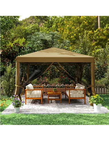Outsunny 3 x 3 m Pop Up Gazebo, 420D Garden Tent Canopy with Removable Mesh Sidewall Netting, Carry Bag for Garden Patio Outdoor