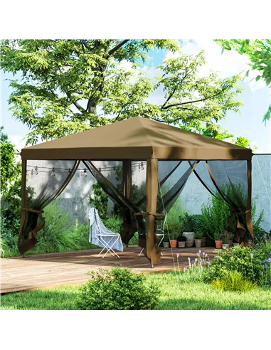 Outsunny 3 x 3 m Pop Up Gazebo, 420D Garden Tent Canopy with Removable Mesh Sidewall Netting, Carry Bag for Garden Patio Outdoor