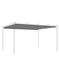 Outsunny Retractable Pergola Shade Cover, Replacement Canopy for 4 x 3 (m) Pergola, Retractable Roof, Light Grey