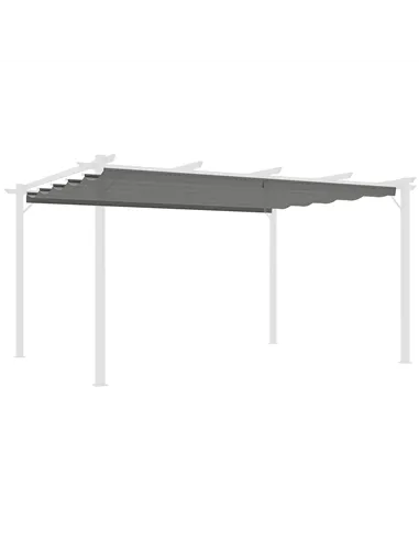 Outsunny Retractable Pergola Shade Cover, Replacement Canopy for 4 x 3 (m) Pergola, Retractable Roof, Light Grey