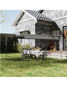 Outsunny Retractable Pergola Shade Cover, Replacement Canopy for 4 x 3 (m) Pergola, Retractable Roof, Light Grey 2