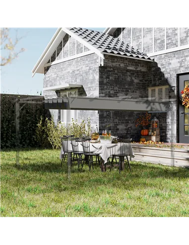 Outsunny Retractable Pergola Shade Cover, Replacement Canopy for 4 x 3 (m) Pergola, Retractable Roof, Light Grey