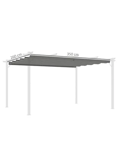 Outsunny Retractable Pergola Shade Cover, Replacement Canopy for 4 x 3 (m) Pergola, Retractable Roof, Light Grey