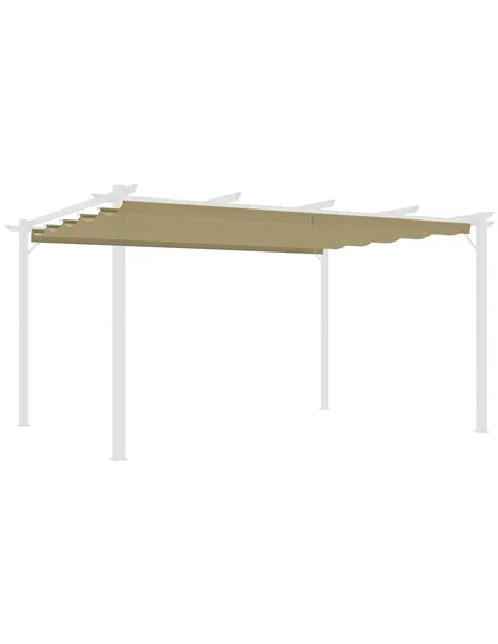 Outsunny Retractable Pergola Shade Cover, Replacement Canopy for 4 x 3 (m) Pergola, Retractable Roof, Tan