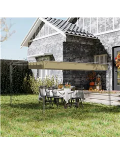 Outsunny Retractable Pergola Shade Cover, Replacement Canopy for 4 x 3 (m) Pergola, Retractable Roof, Tan 2