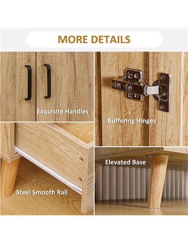 HOMCOM 2 Door Wardrobe, Modern Wardrobe with 2 Drawer and Hanging Rail for Bedroom, Natural