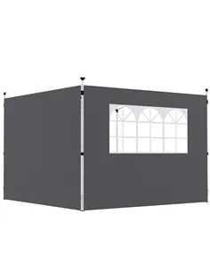 Outsunny 3 Meters Gazebo Replaceable Exchangeable Side Panel Wall Panels Walls With Window, Dark Grey