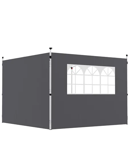 Outsunny 3 Meters Gazebo Replaceable Exchangeable Side Panel Wall Panels Walls With Window, Dark Grey