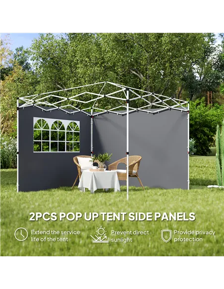 Outsunny 3 Meters Gazebo Replaceable Exchangeable Side Panel Wall Panels Walls With Window, Dark Grey