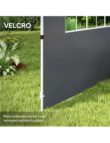 Outsunny 3 Meters Gazebo Replaceable Exchangeable Side Panel Wall Panels Walls With Window, Dark Grey