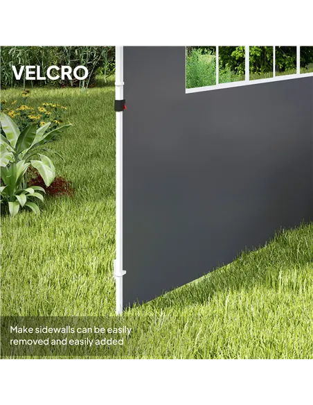 Outsunny 3 Meters Gazebo Replaceable Exchangeable Side Panel Wall Panels Walls With Window, Dark Grey
