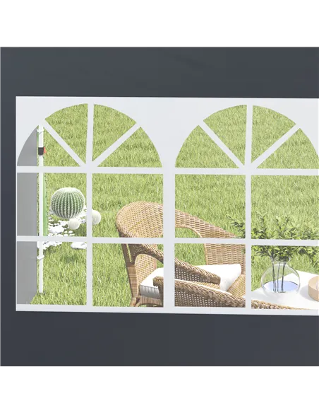 Outsunny 3 Meters Gazebo Replaceable Exchangeable Side Panel Wall Panels Walls With Window, Dark Grey
