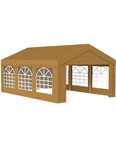 Outsunny 6m x 4m Marquee Party Tent Wedding Canopy, Pop Up Gazebo with Sidewalls, Doors, Windows, Galvanised Garden Gazebo for P