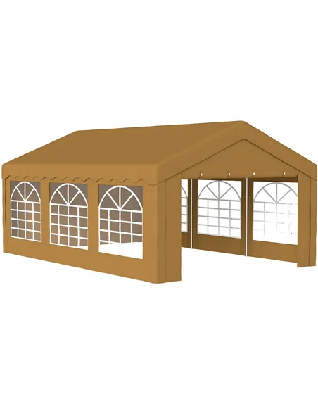 Outsunny 6m x 4m Marquee Party Tent Wedding Canopy, Pop Up Gazebo with Sidewalls, Doors, Windows, Galvanised Garden Gazebo for P