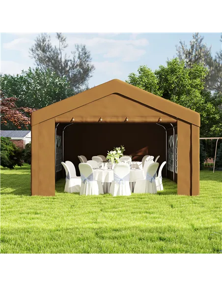 Outsunny 6m x 4m Marquee Party Tent Wedding Canopy, Pop Up Gazebo with Sidewalls, Doors, Windows, Galvanised Garden Gazebo for P