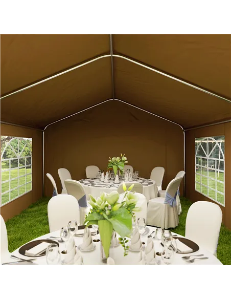 Outsunny 6m x 4m Marquee Party Tent Wedding Canopy, Pop Up Gazebo with Sidewalls, Doors, Windows, Galvanised Garden Gazebo for P