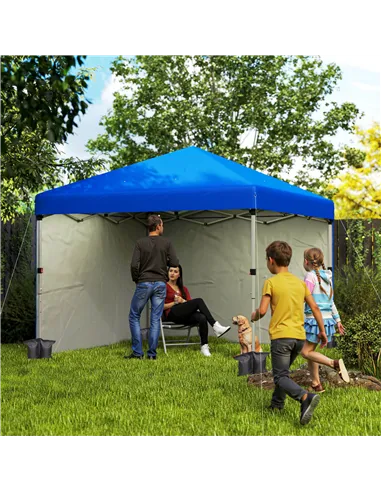 Outsunny 3 x 3 (M) Pop Up Gazebo, UPF 30+ with 2 Sidewalls, Leg Weight Bags and Wheeled Bag, Height Adjustable Party Tent Event 
