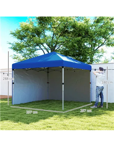 Outsunny 3 x 3 (M) Pop Up Gazebo, UPF 30+ with 2 Sidewalls, Leg Weight Bags and Wheeled Bag, Height Adjustable Party Tent Event 