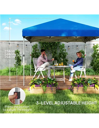 Outsunny 3 x 3 (M) Pop Up Gazebo, UPF 30+ with 2 Sidewalls, Leg Weight Bags and Wheeled Bag, Height Adjustable Party Tent Event 