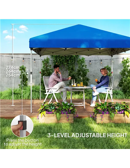 Outsunny 3 x 3 (M) Pop Up Gazebo, UPF 30+ with 2 Sidewalls, Leg Weight Bags and Wheeled Bag, Height Adjustable Party Tent Event 