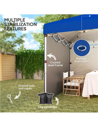 Outsunny 3 x 3 (M) Pop Up Gazebo, UPF 30+ with 2 Sidewalls, Leg Weight Bags and Wheeled Bag, Height Adjustable Party Tent Event 