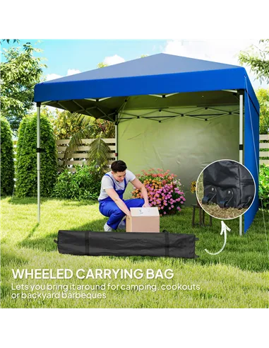 Outsunny 3 x 3 (M) Pop Up Gazebo, UPF 30+ with 2 Sidewalls, Leg Weight Bags and Wheeled Bag, Height Adjustable Party Tent Event 