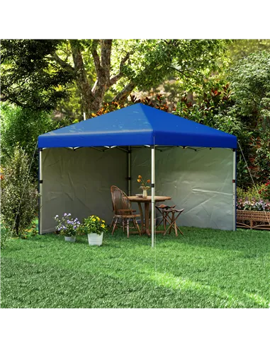 Outsunny 3 x 3 (M) Pop Up Gazebo, UPF 30+ with 2 Sidewalls, Leg Weight Bags and Wheeled Bag, Height Adjustable Party Tent Event 