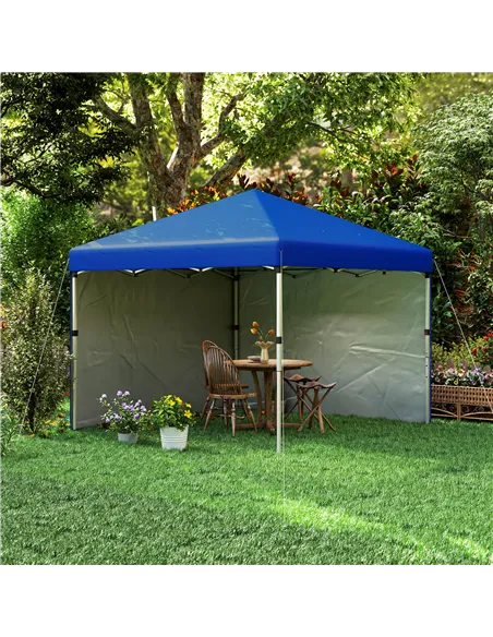 Outsunny 3 x 3 (M) Pop Up Gazebo, UPF 30+ with 2 Sidewalls, Leg Weight Bags and Wheeled Bag, Height Adjustable Party Tent Event 