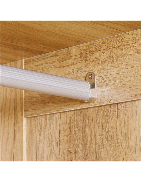 HOMCOM 2 Door Wardrobe, Modern Wardrobe with 2 Drawer and Hanging Rail for Bedroom, Natural