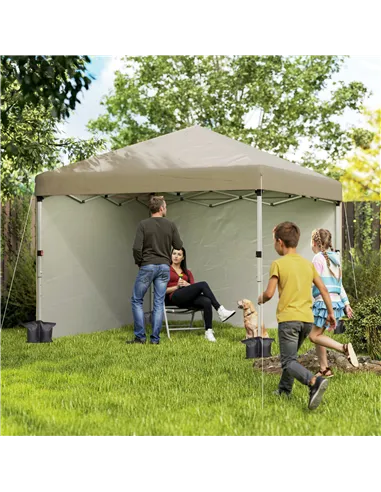 Outsunny 3 x 3 (M) Pop Up Gazebo, UPF 30+ with 2 Sidewalls, Leg Weight Bags and Wheeled Bag, Height Adjustable Party Tent Event 